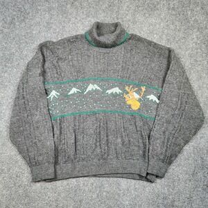 VTG Gian Alberto Sweater‎ Mens Medium Gray Mock Neck Wool Caribou Mountain Italy